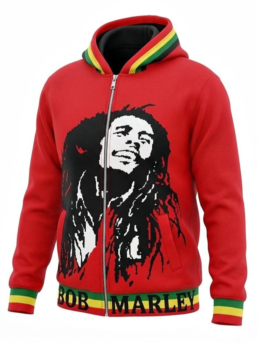 Bob Marley graphic hoodie Graphic Zip Hoodie in Red